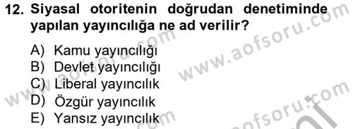 Radyo ve Televizyon Yayıncılığı Dersi 2012 - 2013 Yılı (Vize) Ara Sınav Soruları 12. Soru