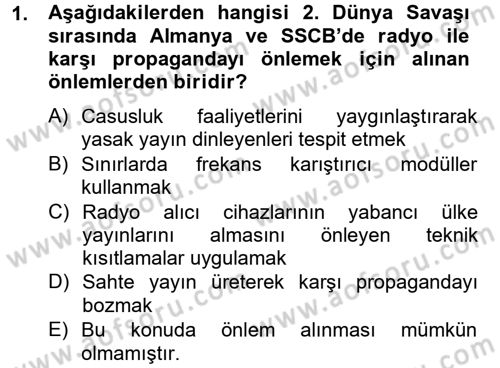 Radyo ve Televizyon Yayıncılığı Dersi 2012 - 2013 Yılı (Final) Dönem Sonu Sınav Soruları 1. Soru