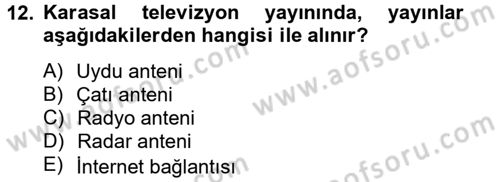 Radyo ve Televizyon Yayıncılığı Dersi 2012 - 2013 Yılı (Final) Dönem Sonu Sınav Soruları 12. Soru
