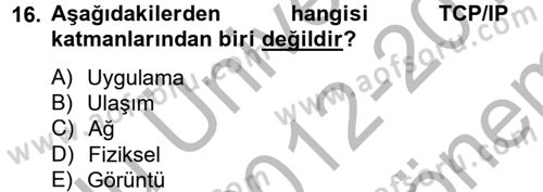 Radyo ve Televizyon Yayıncılığı Dersi 2012 - 2013 Yılı (Final) Dönem Sonu Sınav Soruları 16. Soru