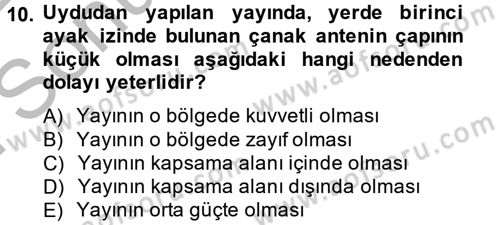 Radyo ve Televizyon Yayıncılığı Dersi 2013 - 2014 Yılı (Final) Dönem Sonu Sınav Soruları 10. Soru