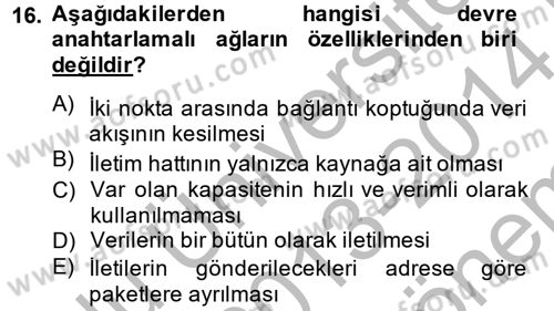 Radyo ve Televizyon Yayıncılığı Dersi 2013 - 2014 Yılı (Final) Dönem Sonu Sınav Soruları 16. Soru