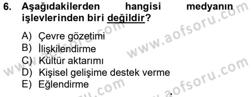 Radyo ve Televizyon Yayıncılığı Dersi 2013 - 2014 Yılı Tek Ders Sınav Soruları 6. Soru