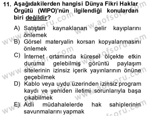 Radyo ve Televizyon Yayıncılığı Dersi 2014 - 2015 Yılı Tek Ders Sınav Soruları 11. Soru