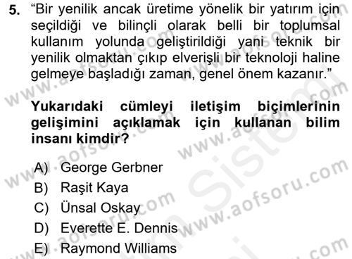 Radyo ve Televizyon Yayıncılığı Dersi 2015 - 2016 Yılı (Vize) Ara Sınav Soruları 5. Soru