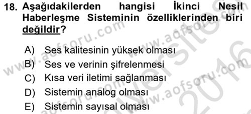 Radyo ve Televizyon Yayıncılığı Dersi 2015 - 2016 Yılı (Final) Dönem Sonu Sınav Soruları 18. Soru