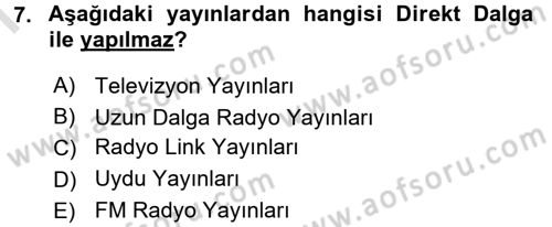 Radyo ve Televizyon Yayıncılığı Dersi 2015 - 2016 Yılı (Final) Dönem Sonu Sınav Soruları 7. Soru