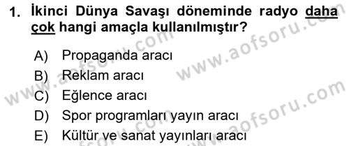 Radyo ve Televizyon Yayıncılığı Dersi 2016 - 2017 Yılı 3 Ders Sınav Soruları 1. Soru