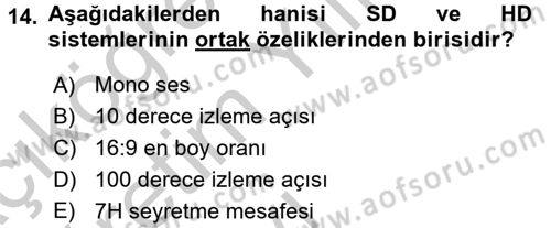 Radyo ve Televizyon Yayıncılığı Dersi 2016 - 2017 Yılı 3 Ders Sınav Soruları 14. Soru