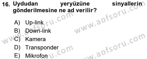 Radyo ve Televizyon Yayıncılığı Dersi 2016 - 2017 Yılı 3 Ders Sınav Soruları 16. Soru