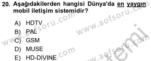Radyo ve Televizyon Yayıncılığı Dersi 2016 - 2017 Yılı 3 Ders Sınav Soruları 20. Soru