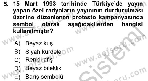 Radyo ve Televizyon Yayıncılığı Dersi 2016 - 2017 Yılı 3 Ders Sınav Soruları 5. Soru