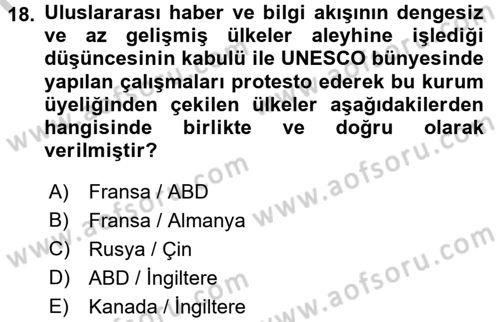 Radyo ve Televizyon Yayıncılığı Dersi 2016 - 2017 Yılı (Vize) Ara Sınav Soruları 18. Soru