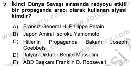 Radyo ve Televizyon Yayıncılığı Dersi 2016 - 2017 Yılı (Vize) Ara Sınav Soruları 2. Soru