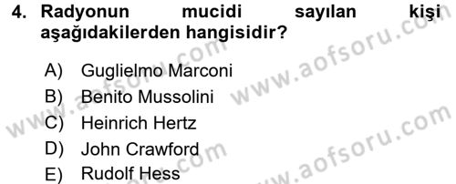 Radyo ve Televizyon Yayıncılığı Dersi 2016 - 2017 Yılı (Vize) Ara Sınav Soruları 4. Soru
