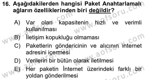 Radyo ve Televizyon Yayıncılığı Dersi 2016 - 2017 Yılı (Final) Dönem Sonu Sınav Soruları 16. Soru