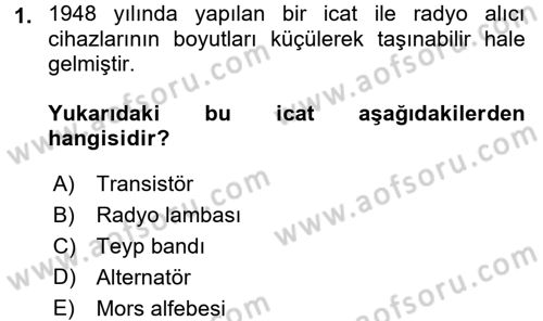 Radyo ve Televizyon Yayıncılığı Dersi 2017 - 2018 Yılı (Vize) Ara Sınav Soruları 1. Soru