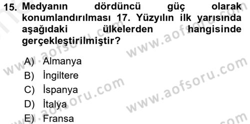 Radyo ve Televizyon Yayıncılığı Dersi 2017 - 2018 Yılı (Vize) Ara Sınav Soruları 15. Soru