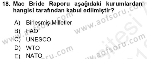 Radyo ve Televizyon Yayıncılığı Dersi 2017 - 2018 Yılı (Vize) Ara Sınav Soruları 18. Soru