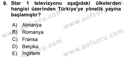 Radyo ve Televizyon Yayıncılığı Dersi 2017 - 2018 Yılı (Vize) Ara Sınav Soruları 9. Soru