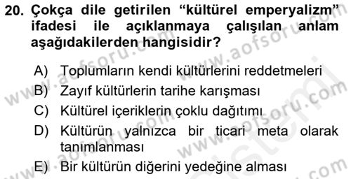 Radyo ve Televizyon Yayıncılığı Dersi 2018 - 2019 Yılı (Vize) Ara Sınav Soruları 20. Soru
