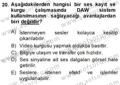 Radyo ve Televizyon Tekniği Dersi Ara Sınavı Deneme Sınav Soruları 20. Soru