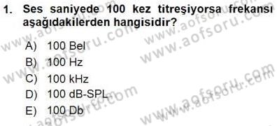 Radyo ve Televizyon Tekniği Dersi Ara Sınavı Deneme Sınav Soruları 1. Soru