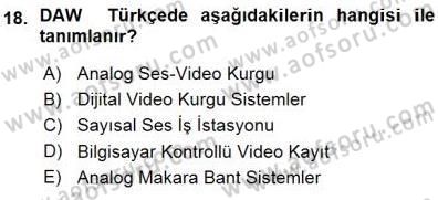Radyo ve Televizyon Tekniği Dersi Ara Sınavı Deneme Sınav Soruları 18. Soru