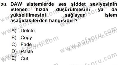 Radyo ve Televizyon Tekniği Dersi Ara Sınavı Deneme Sınav Soruları 20. Soru