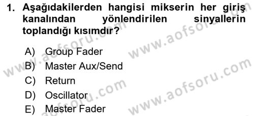 Radyo ve Televizyon Tekniği Dersi 2021 - 2022 Yılı (Vize) Ara Sınav Soruları 1. Soru