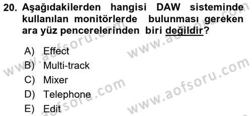 Radyo ve Televizyon Tekniği Dersi 2021 - 2022 Yılı (Vize) Ara Sınav Soruları 20. Soru