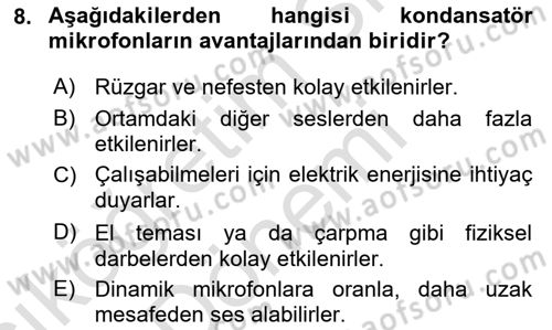 Radyo ve Televizyon Tekniği Dersi 2021 - 2022 Yılı (Vize) Ara Sınav Soruları 8. Soru