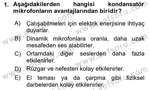 Radyo ve Televizyon Tekniği Dersi 2023 - 2024 Yılı (Vize) Ara Sınav Soruları 1. Soru