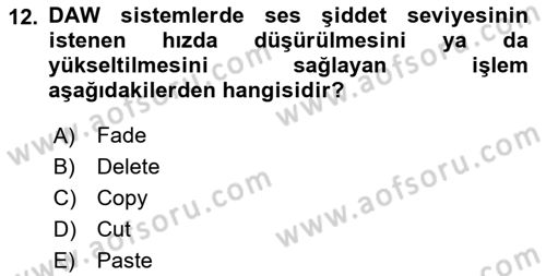 Radyo ve Televizyon Tekniği Dersi 2023 - 2024 Yılı (Vize) Ara Sınav Soruları 12. Soru