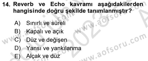 Radyo ve Televizyon Tekniği Dersi 2023 - 2024 Yılı (Vize) Ara Sınav Soruları 14. Soru