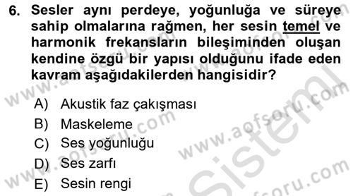 Radyo ve Televizyon Tekniği Dersi 2023 - 2024 Yılı (Vize) Ara Sınav Soruları 6. Soru