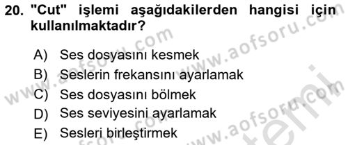 Radyo ve Televizyon Tekniği Dersi 2024 - 2025 Yılı (Vize) Ara Sınav Soruları 20. Soru