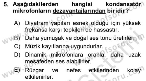 Radyo ve Televizyon Tekniği Dersi 2024 - 2025 Yılı (Vize) Ara Sınav Soruları 5. Soru