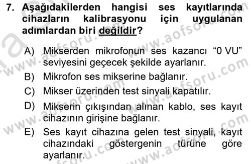 Radyo ve Televizyon Tekniği Dersi 2024 - 2025 Yılı (Vize) Ara Sınav Soruları 7. Soru
