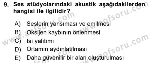 Radyo ve Televizyon Tekniği Dersi 2024 - 2025 Yılı (Vize) Ara Sınav Soruları 9. Soru