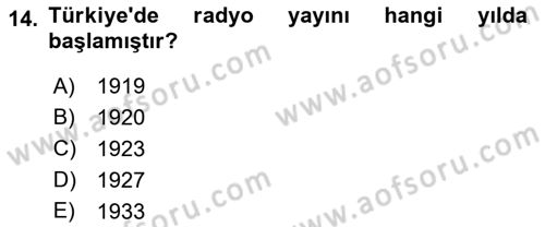 Radyo ve Televizyon Tekniği Dersi 2024 - 2025 Yılı Yaz Okulu Sınav Soruları 14. Soru