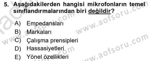 Radyo ve Televizyon Tekniği Dersi 2024 - 2025 Yılı Yaz Okulu Sınav Soruları 5. Soru