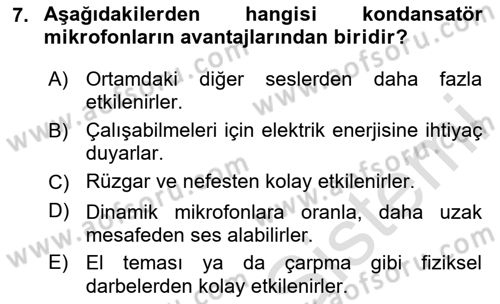Radyo ve Televizyon Tekniği Dersi 2024 - 2025 Yılı Yaz Okulu Sınav Soruları 7. Soru