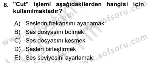 Radyo ve Televizyon Tekniği Dersi 2024 - 2025 Yılı Yaz Okulu Sınav Soruları 8. Soru