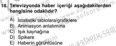 Radyo ve Televizyon Haberciliği Dersi 2012 - 2013 Yılı (Vize) Ara Sınav Soruları 18. Soru