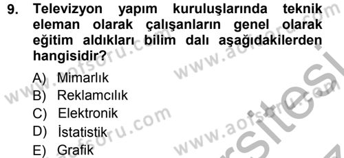 Radyo ve Televizyonda Ölçü Bakım Dersi 2012 - 2013 Yılı (Vize) Ara Sınavı 9. Soru