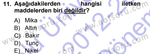 Radyo ve Televizyonda Ölçü Bakım Dersi 2012 - 2013 Yılı (Final) Dönem Sonu Sınav Soruları 11. Soru
