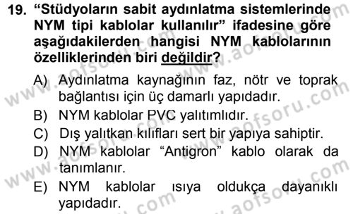 Radyo ve Televizyonda Ölçü Bakım Dersi 2012 - 2013 Yılı (Final) Dönem Sonu Sınav Soruları 19. Soru