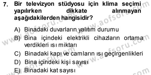 Radyo ve Televizyonda Ölçü Bakım Dersi 2013 - 2014 Yılı (Vize) Ara Sınavı 7. Soru