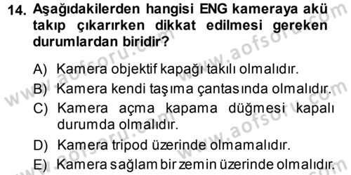 Radyo ve Televizyonda Ölçü Bakım Dersi 2013 - 2014 Yılı (Final) Dönem Sonu Sınav Soruları 14. Soru